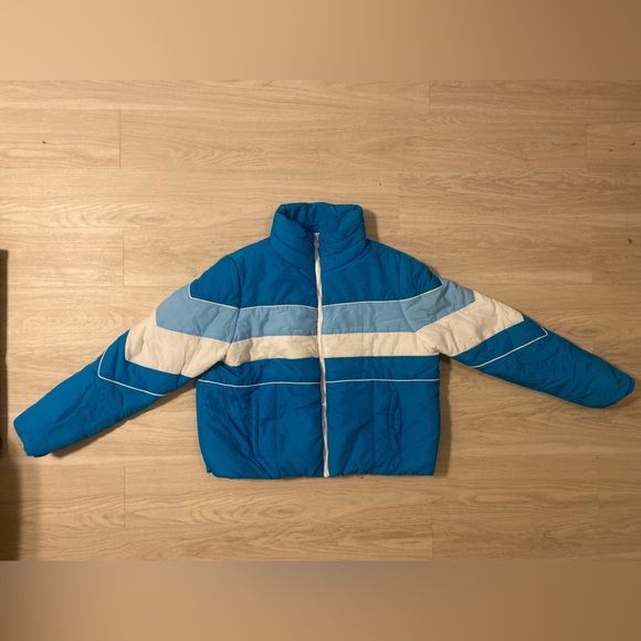 Super Cute Blue Puffer Bomber Jacket — vintage style! - Picture 1 of 5